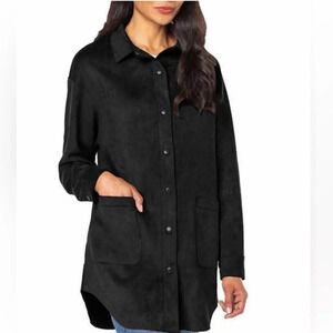 Well Worn Ladies' Faux Suede Jacket, Small Black Shirt Jacket